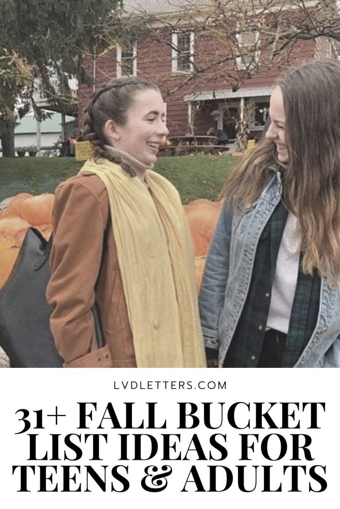 fall bucket list ideas - 31+ fall bucket list ideas for teens and adults - picture of two best friends at pumpkin patch