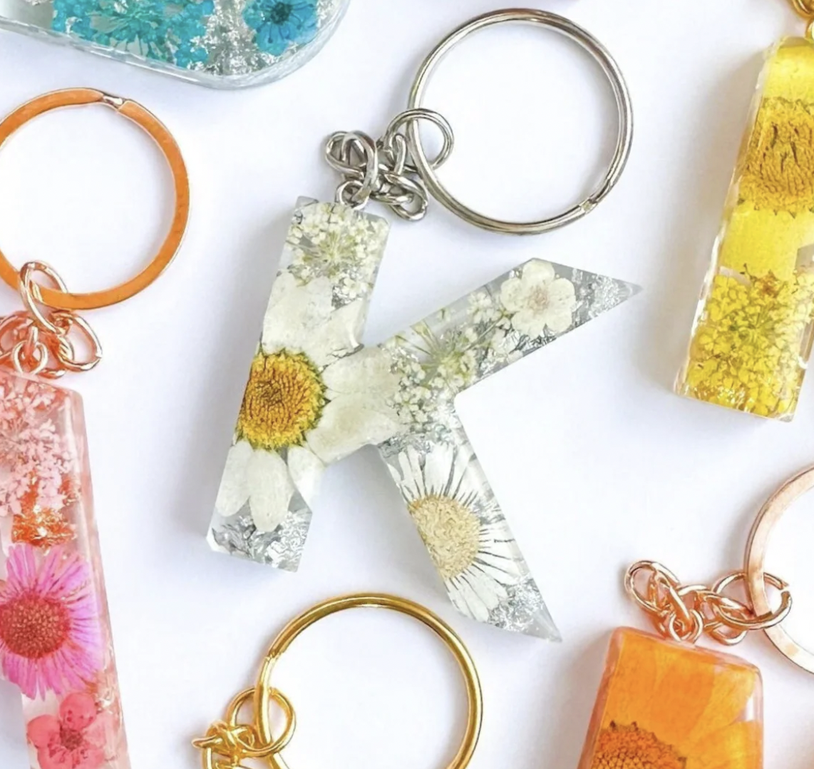Custom Resin Flower Keyring