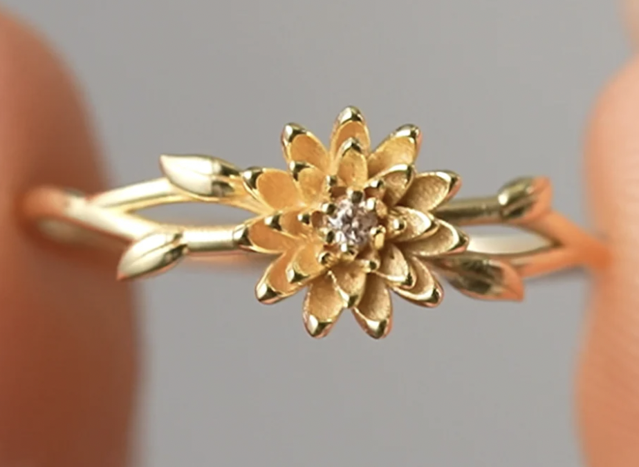 Birth Flower Gold Ring