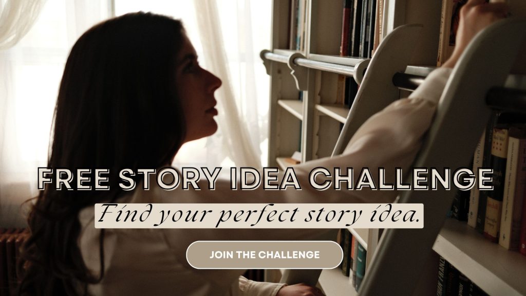 free story idea challenge - picture of woman looking at bookshelf to pick out dream story