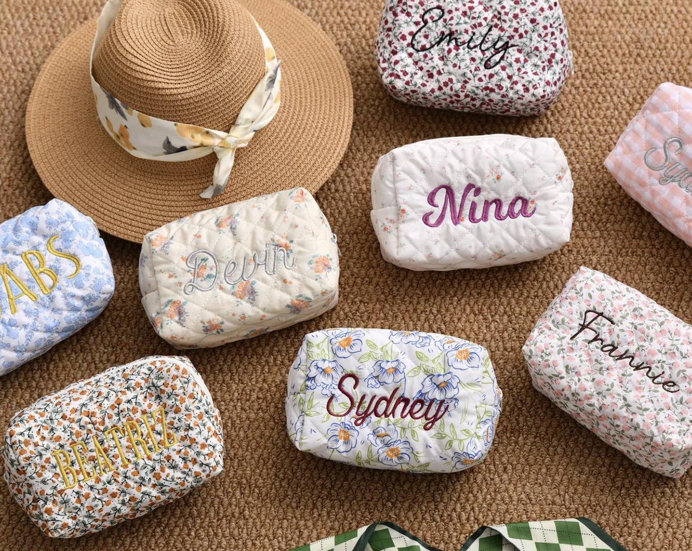 11. Personalized embroidered makeup bag