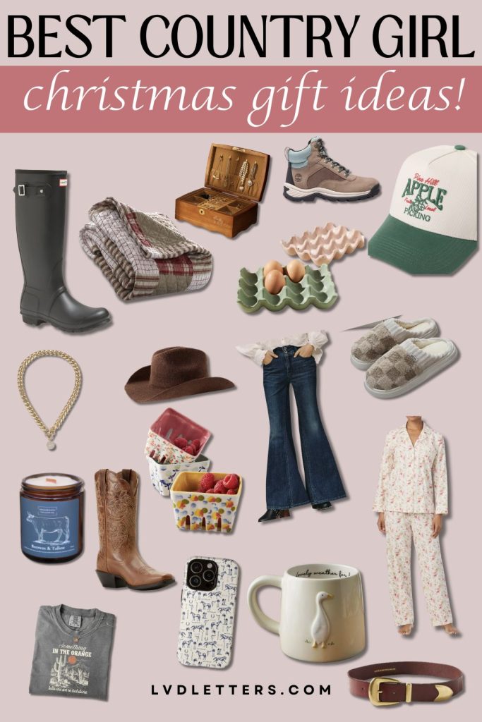 christmas gift ideas for country girl - best country girl christmas gift ideas - collage of different country girl gift ideas