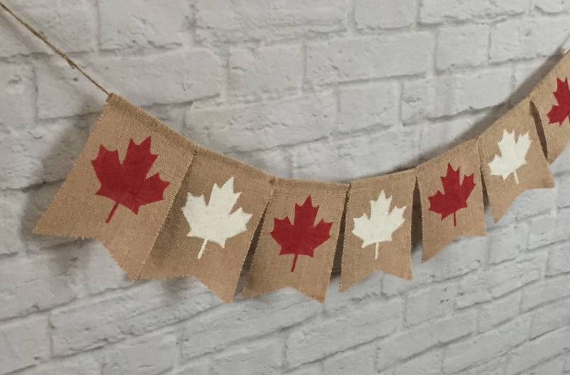 15. Burlap maple leaf banner