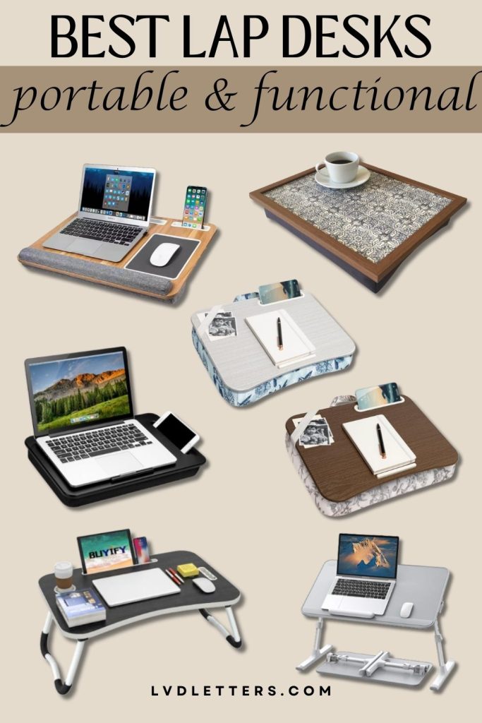 best lap desks portable and functional - best lap desk for college student - collage of different affordable lap desks for college students