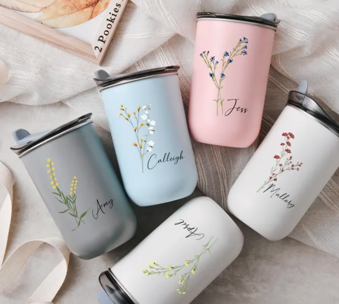 3. Personalized floral wine glasses