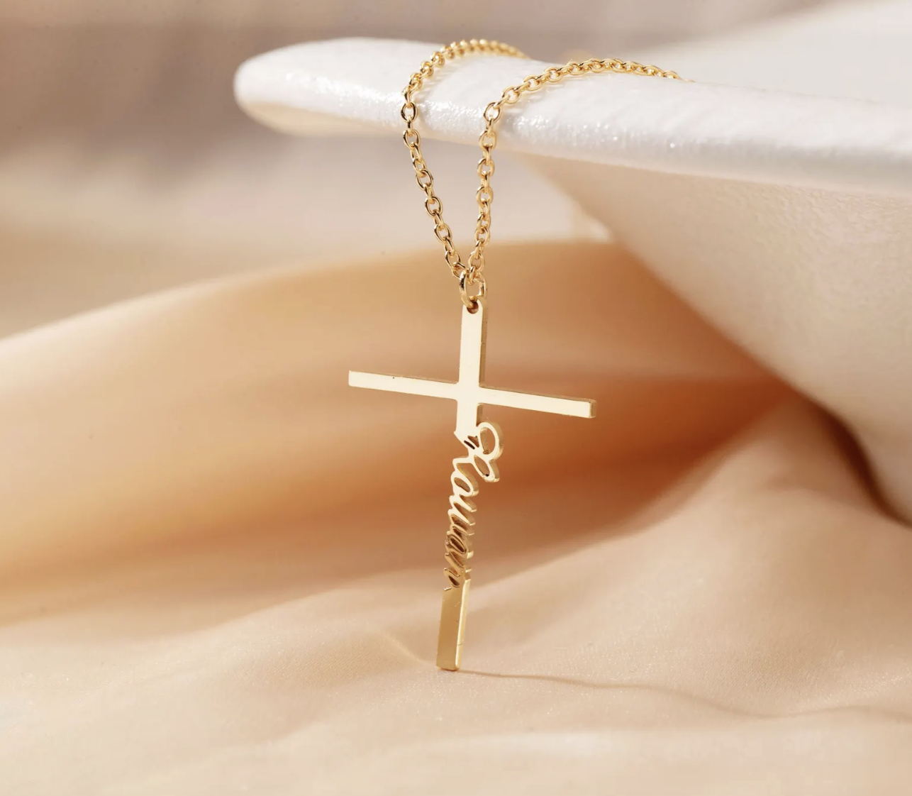 5. Personalized name cross necklace